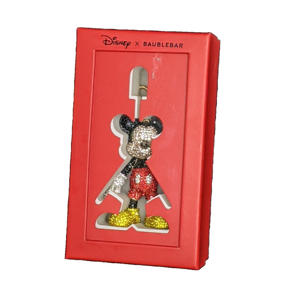 Baublebar Disney Classic Mickey Mouse Bag Charm Key Chain Crystal NEW - Picture 6 of 6